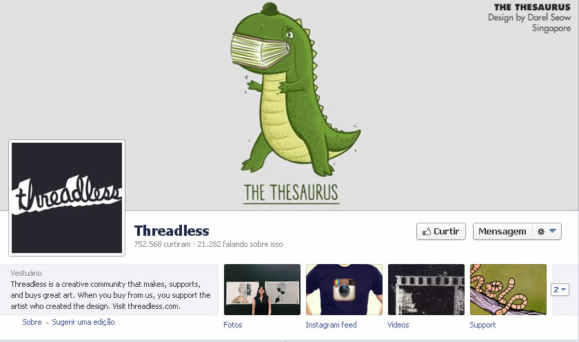 páginas do Facebook - Threadless
