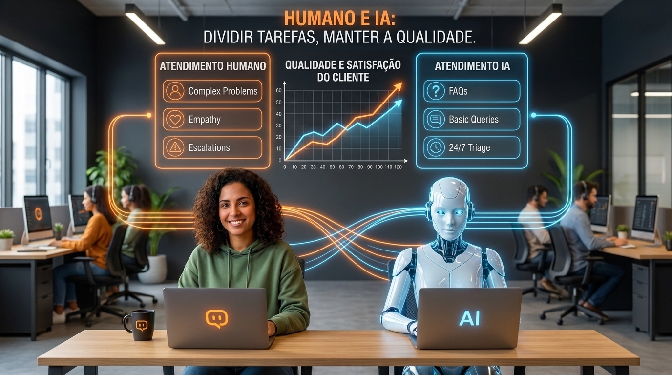 Atendimento humano e IA: como dividir tarefas sem perder qualidade