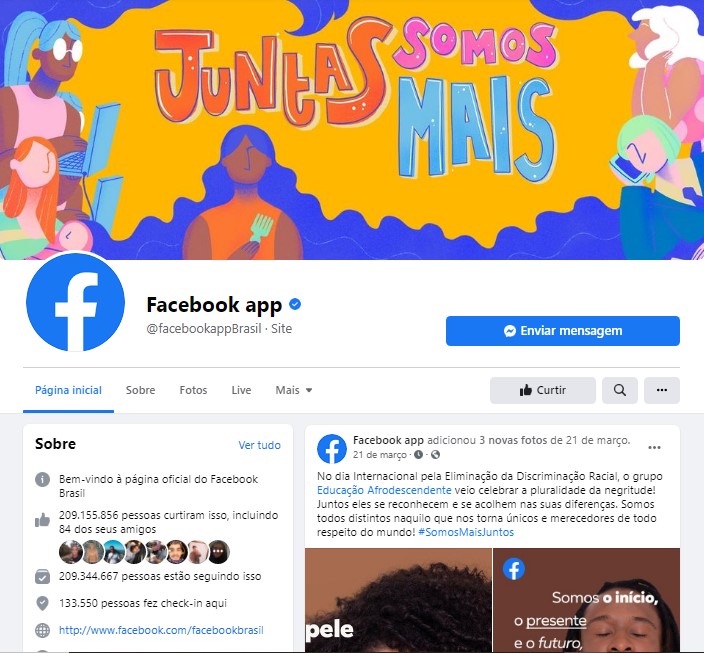 páginas do Facebook App 2021